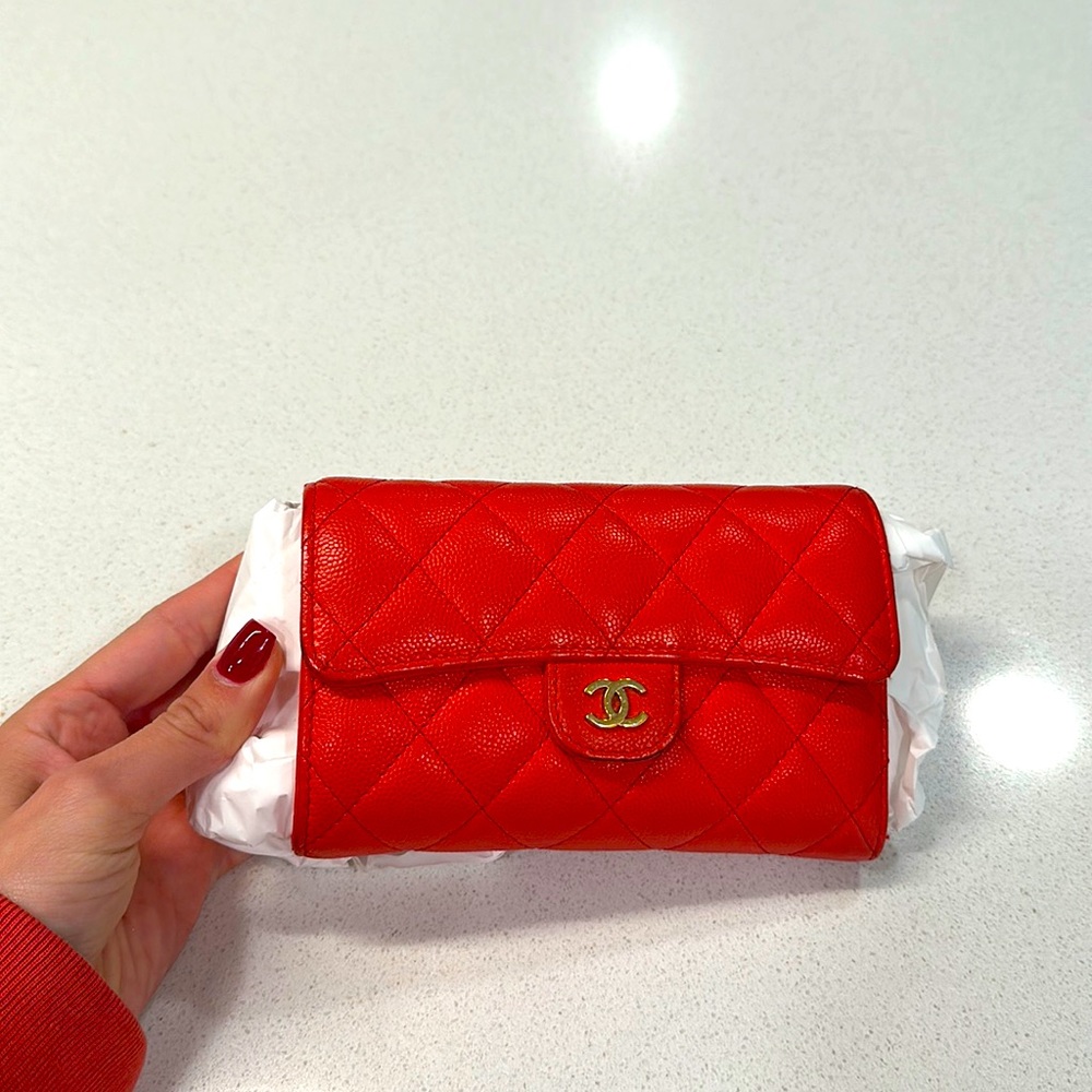 Chanel wallet leather red